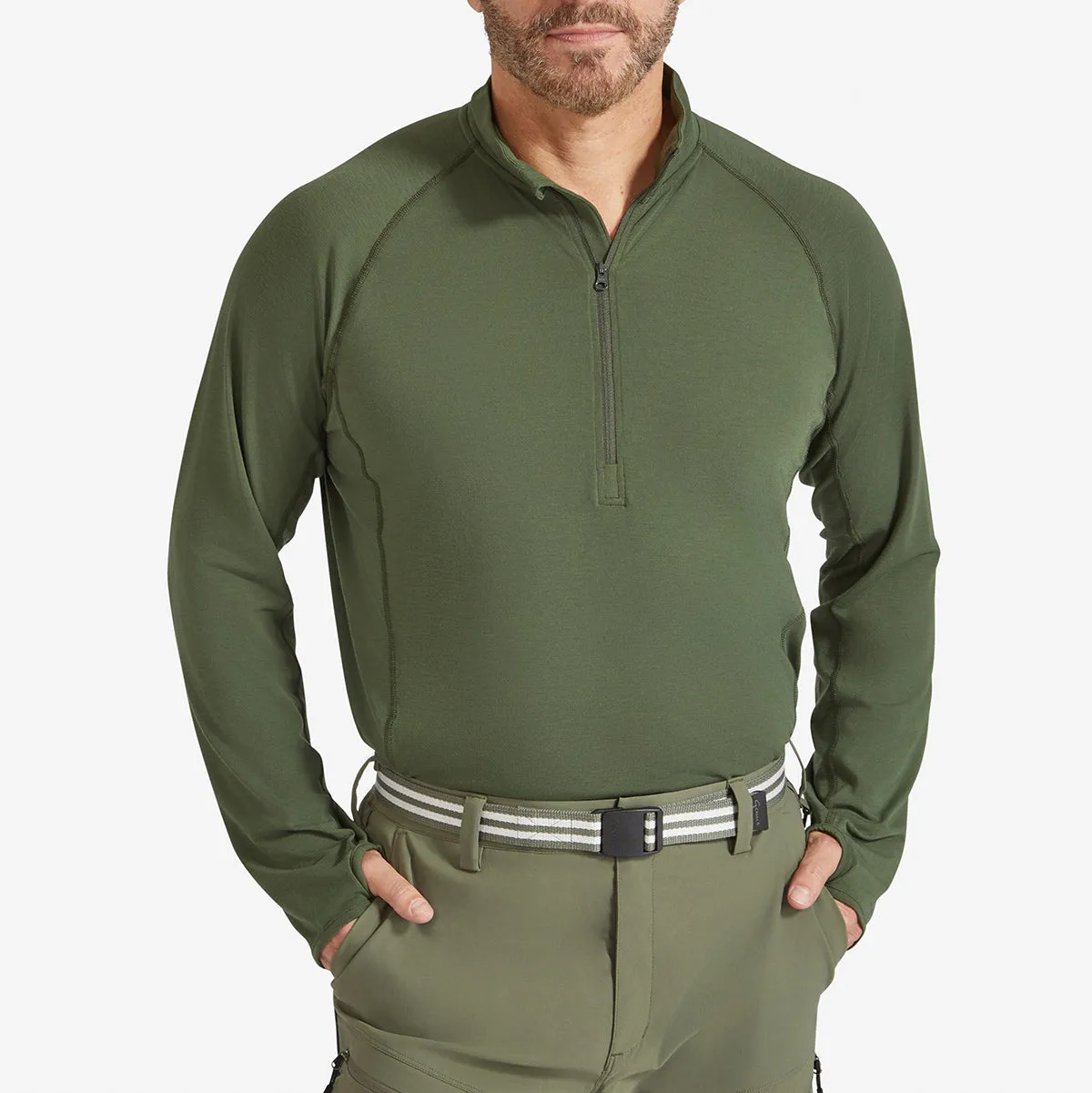 Men's Eden Gardening Zip-Neck Top - Dark Green