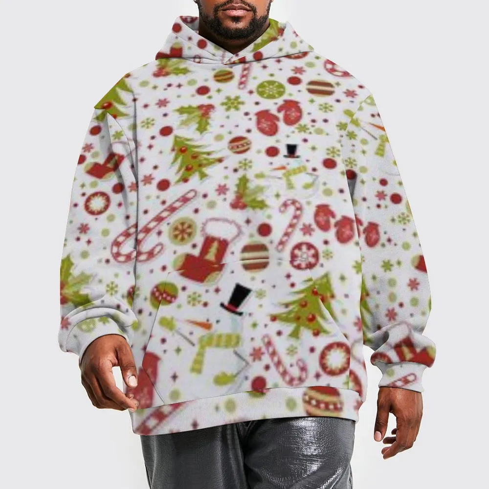 Mens Happy Christmas Gift Graphic Pullover With Kangaroo Pocket Hoodies