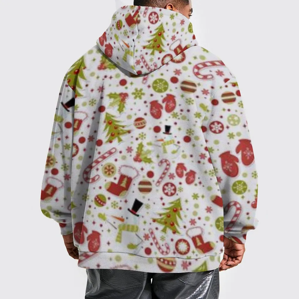 Mens Happy Christmas Gift Graphic Pullover With Kangaroo Pocket Hoodies