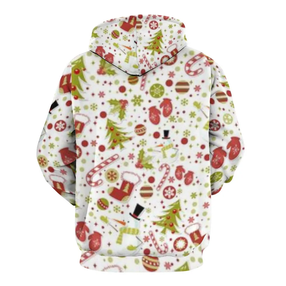 Mens Happy Christmas Gift Graphic Pullover With Kangaroo Pocket Hoodies