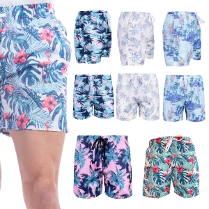 Mens Printed Swim Shorts 100% Polyester Quick Dry Beach Trunks Elasticated Waist Contrast Drawcord Summer Swimming Board Shorts Holiday Surf Activewear
