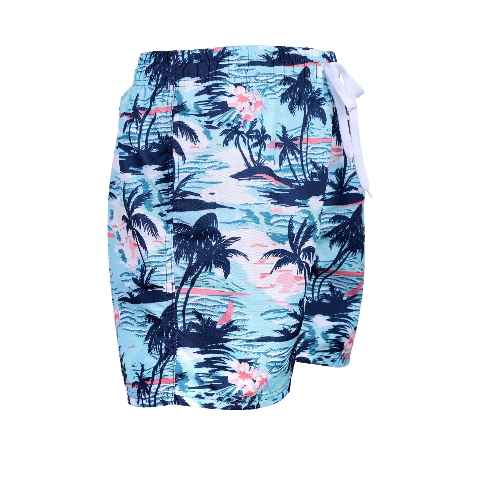 Mens Printed Swim Shorts 100% Polyester Quick Dry Beach Trunks Elasticated Waist Contrast Drawcord Summer Swimming Board Shorts Holiday Surf Activewear
