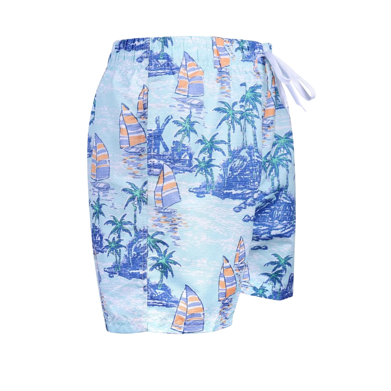 Mens Printed Swim Shorts 100% Polyester Quick Dry Beach Trunks Elasticated Waist Contrast Drawcord Summer Swimming Board Shorts Holiday Surf Activewear