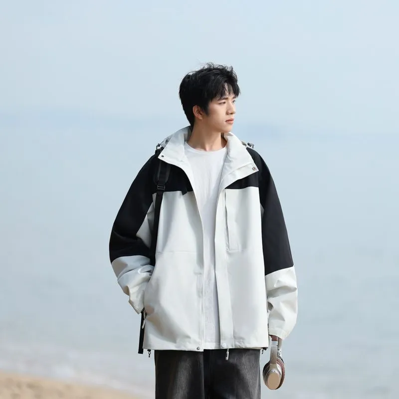 Men's Relaxed-Fit Rain Coat Featuring Windproof and Stain-Resistant Materials