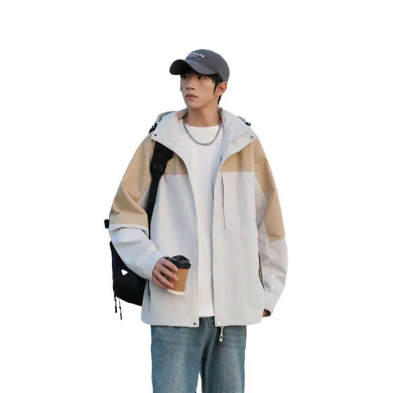 Men's Relaxed-Fit Rain Coat Featuring Windproof and Stain-Resistant Materials