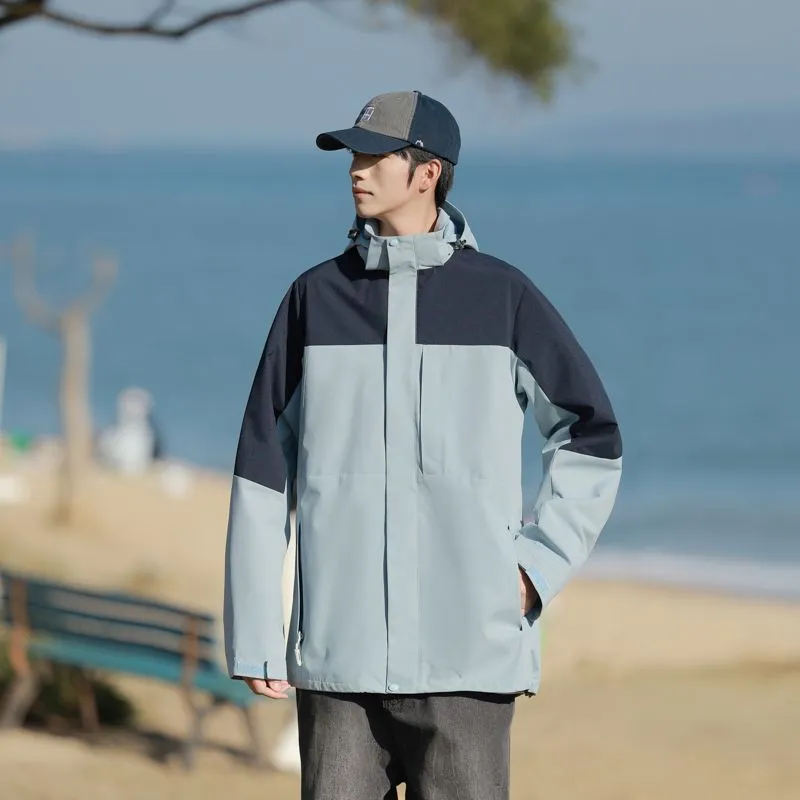 Men's Relaxed-Fit Rain Coat Featuring Windproof and Stain-Resistant Materials