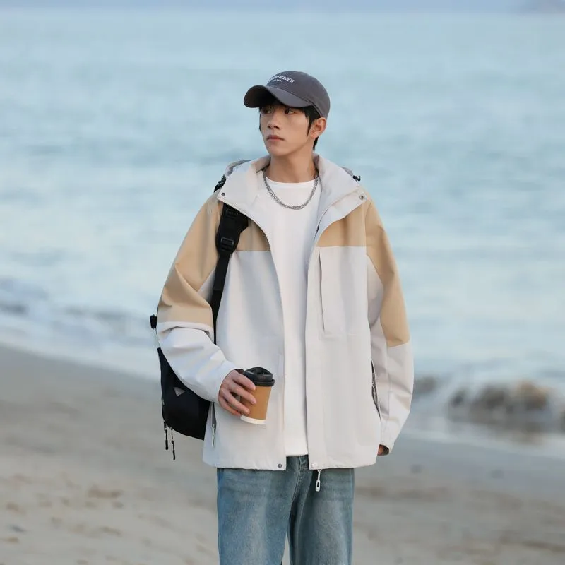 Men's Relaxed-Fit Rain Coat Featuring Windproof and Stain-Resistant Materials