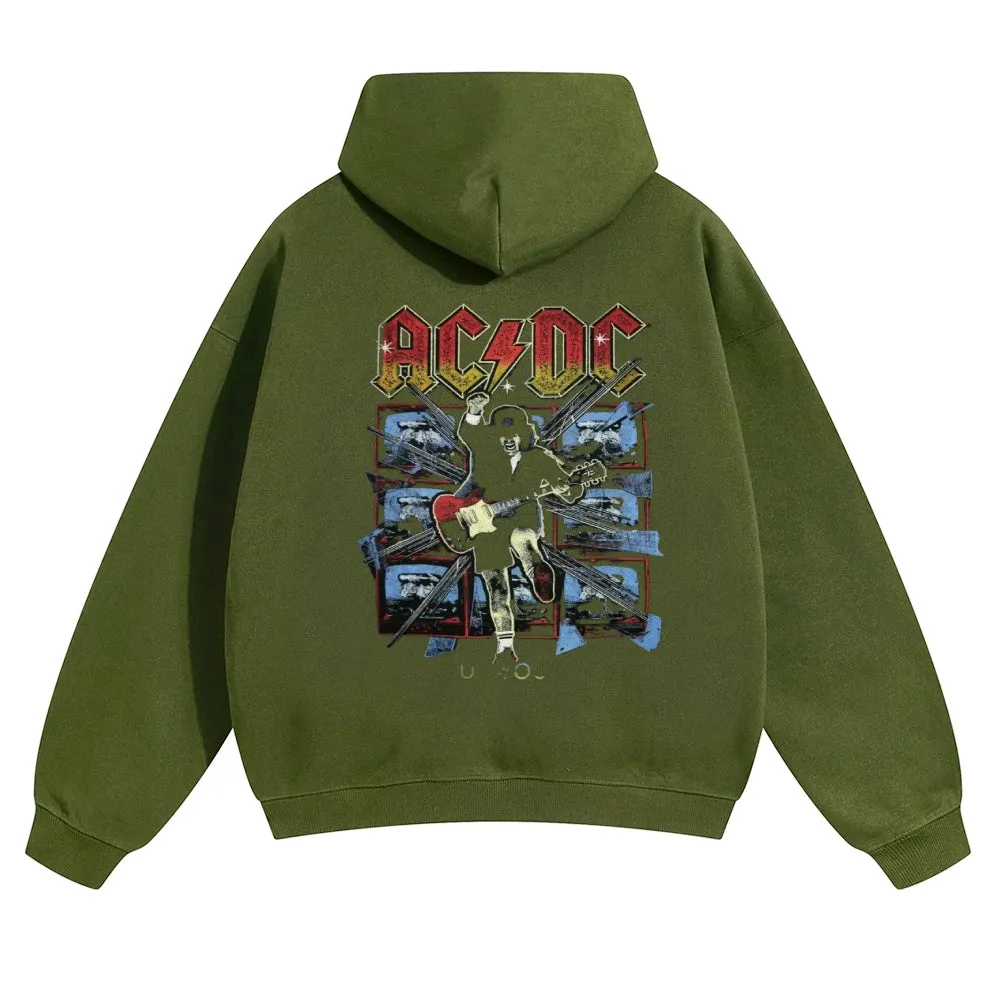 Mens Vintage ACDC Rock Band Hoodies
