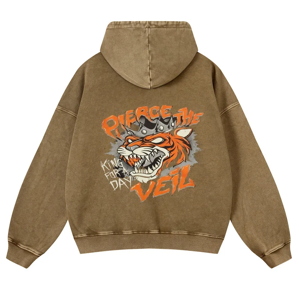 Mens Vintage  Tiger Print Hoodies