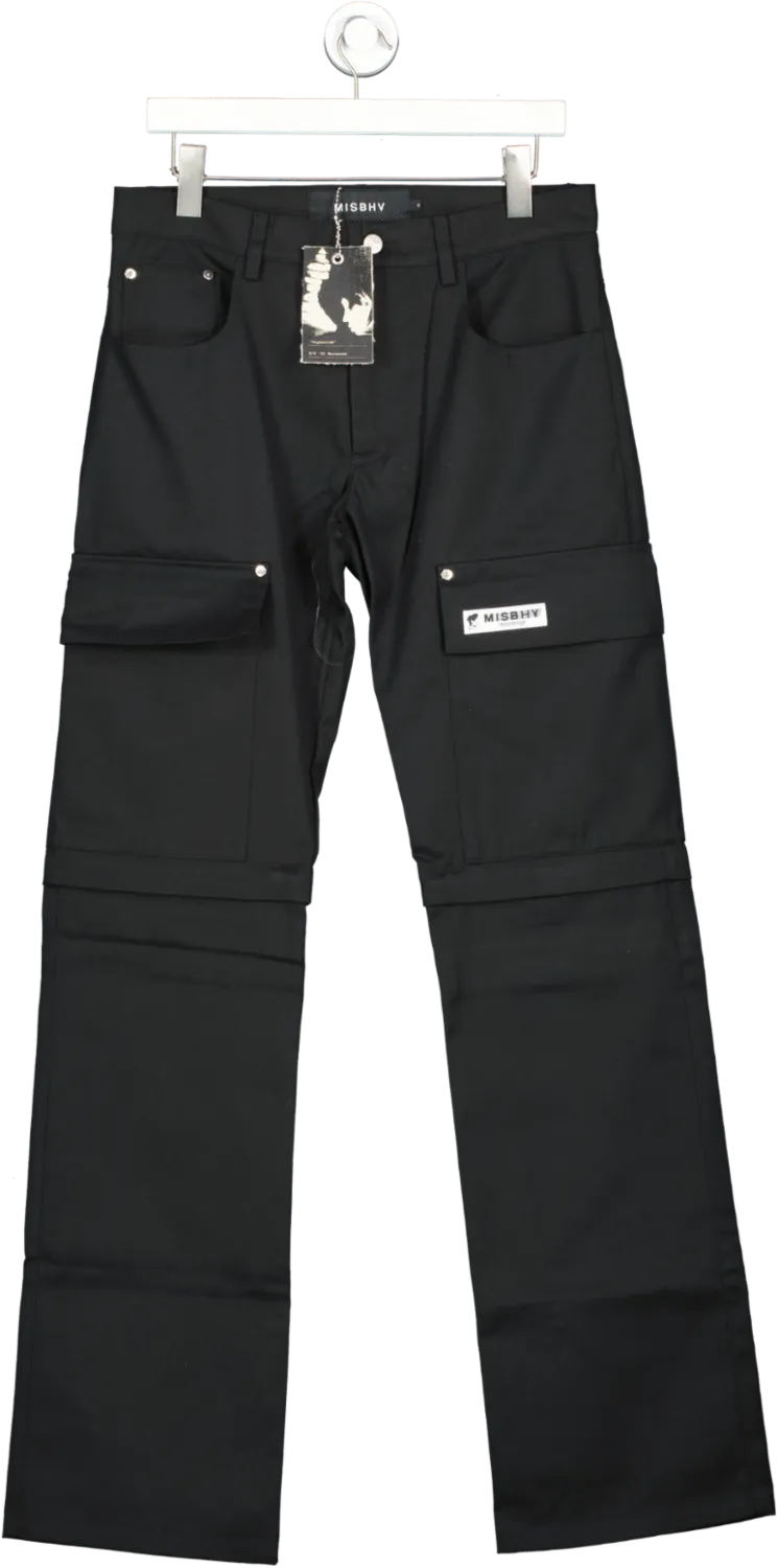MISBHV Black Organic Cotton-recycled Polyester Blend 2-in-1 Cargo Trousers BNWT UK M