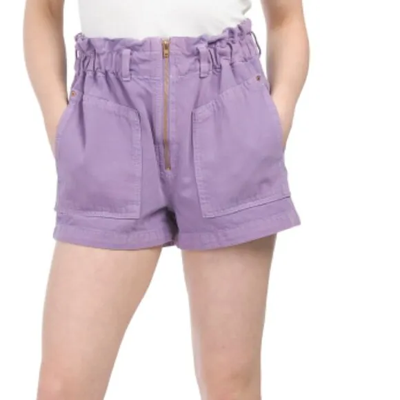 NEW ETICA Milena Paper Bag Shorts Purple Cotton/tencel 166tn