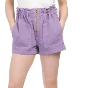 NEW ETICA Milena Paper Bag Shorts Purple Cotton/tencel 166tn