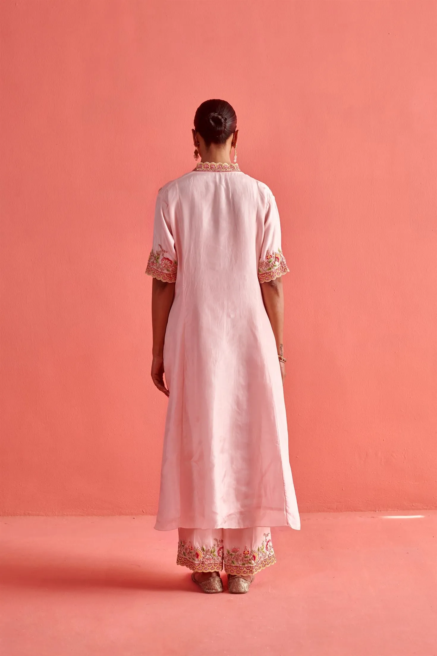 New Season Festive 2024-Coord Set-Pure Silk/Organza 3pcs Powder Pink-AS111-Fashion Wedding Edit Aarti Sethia