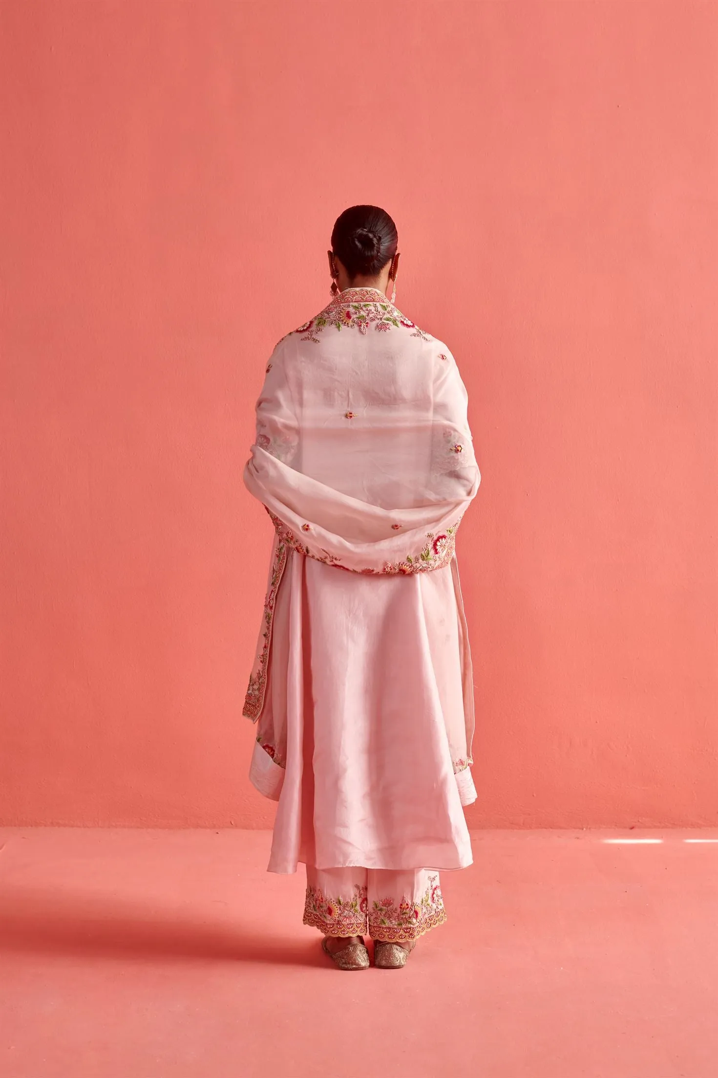 New Season Festive 2024-Coord Set-Pure Silk/Organza 3pcs Powder Pink-AS111-Fashion Wedding Edit Aarti Sethia