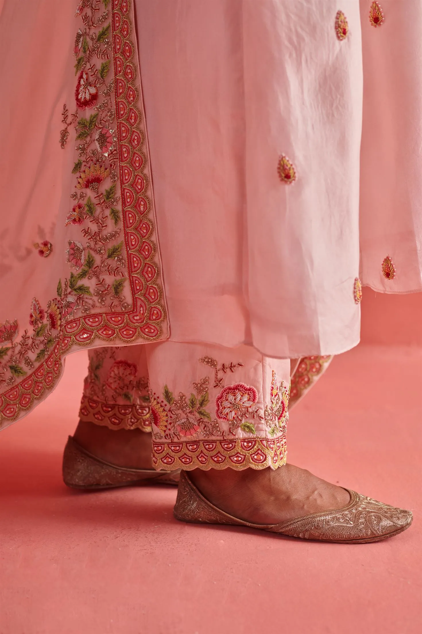 New Season Festive 2024-Coord Set-Pure Silk/Organza 3pcs Powder Pink-AS111-Fashion Wedding Edit Aarti Sethia