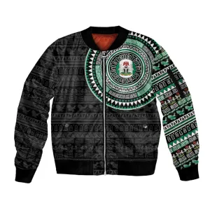 Nigeria African Tribal Pattern Sleeve Zip Bomber Jacket Chest Arm Tattoo LT15