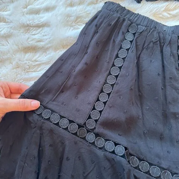 NWT Black Eyelet Off the Shoulder Crop Top &amp; Skirt Set