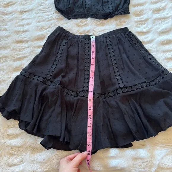 NWT Black Eyelet Off the Shoulder Crop Top &amp; Skirt Set