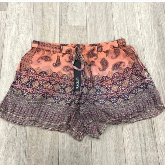 NWT! Gypsy 05 Silk Women's Vidya Paisley Multi Print Shorts Anthropologie Small