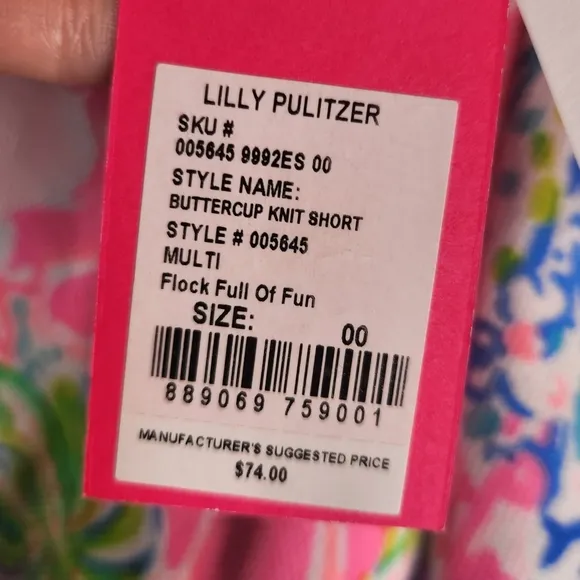NWT Lilly Pulitzer Buttercup Knit Shorts Flock Full Of Fun, Size 00
