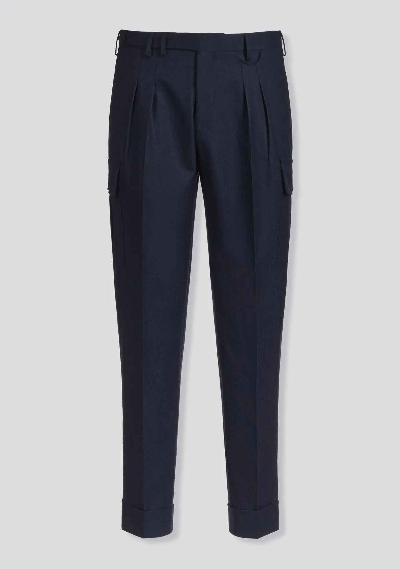 Ocean Blue Virgin Wool Cargo Pants