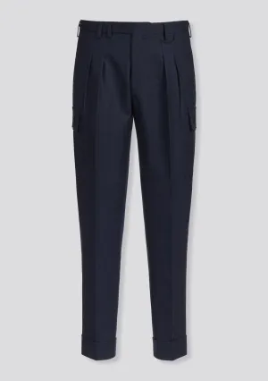 Ocean Blue Virgin Wool Cargo Pants