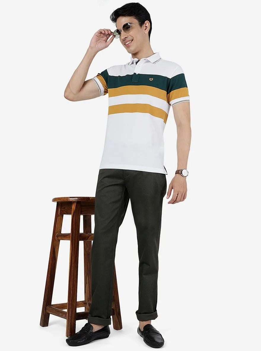 Olive Green Solid Uno Fit Casual Trouser | JadeBlue