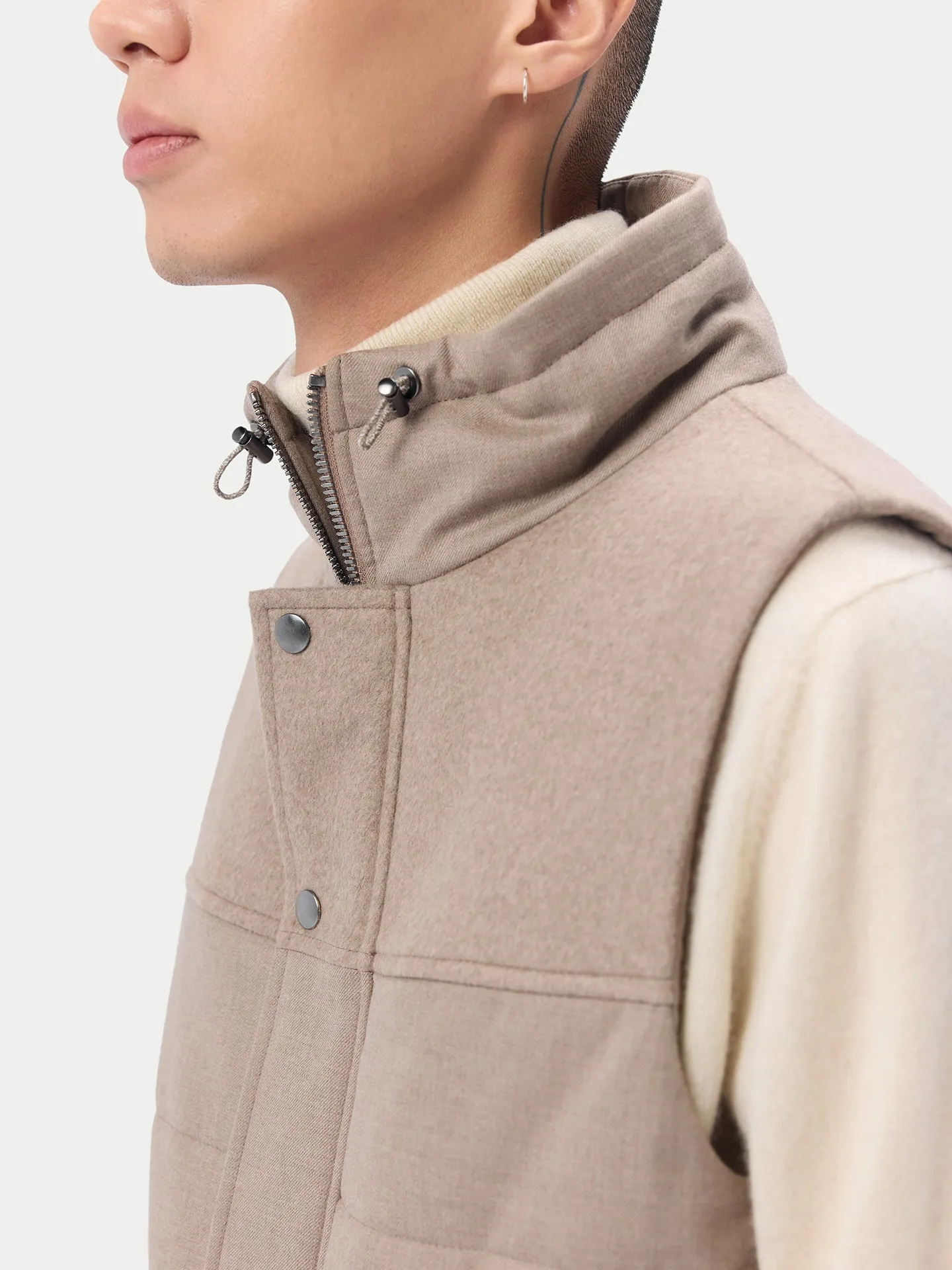 Organic Colour Drawstring Collar Cashmere Vest