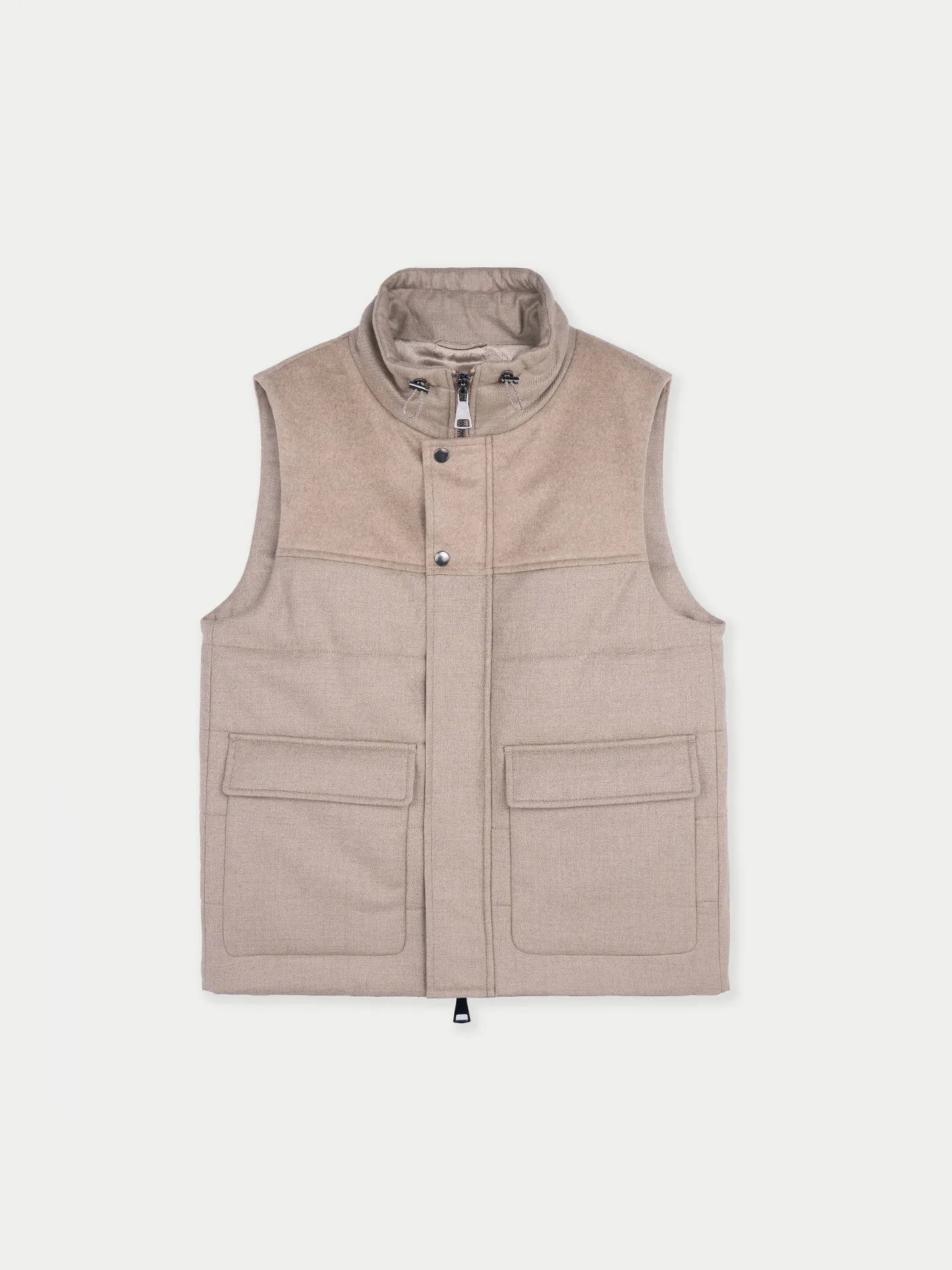 Organic Colour Drawstring Collar Cashmere Vest