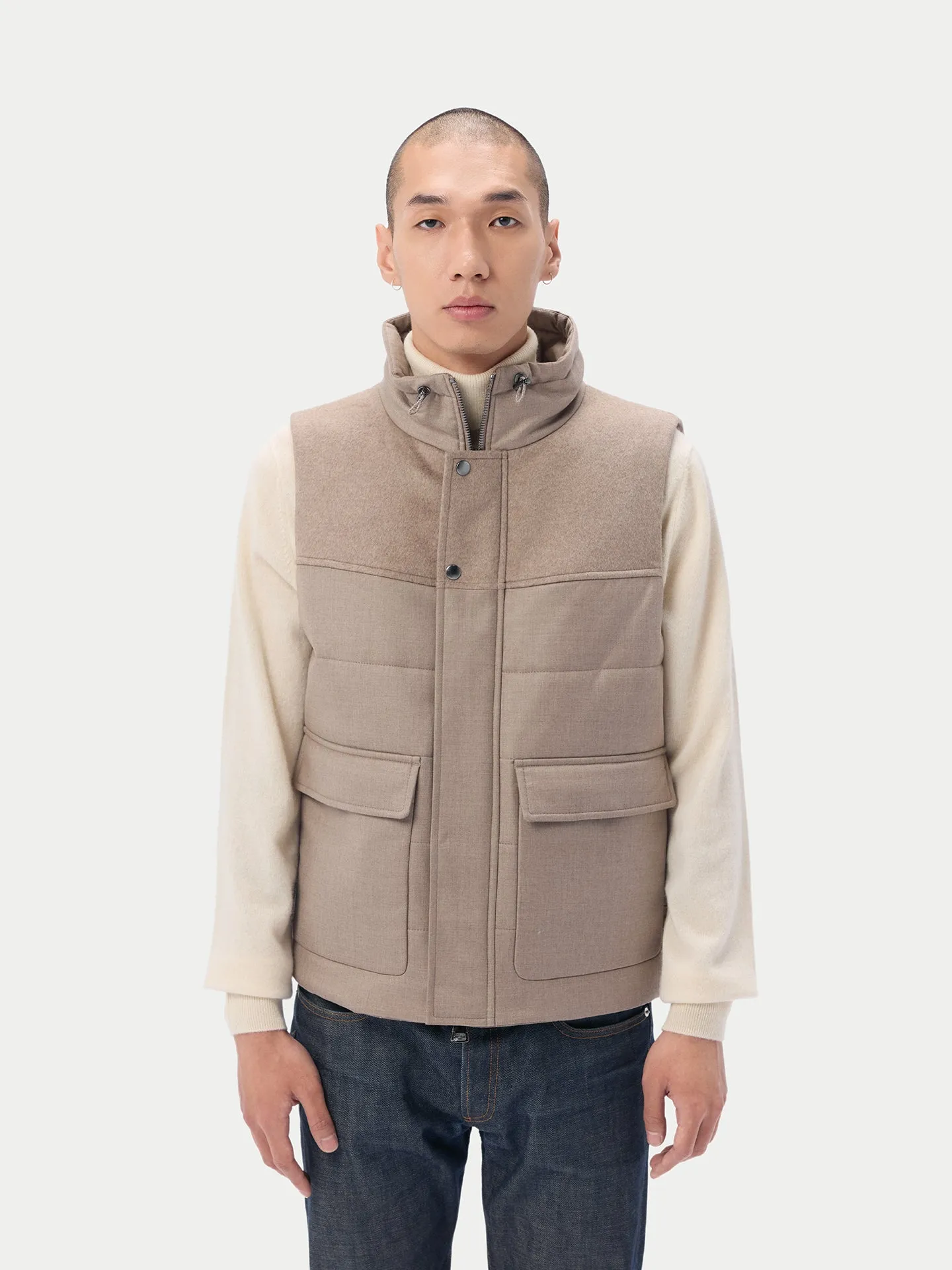Organic Colour Drawstring Collar Cashmere Vest