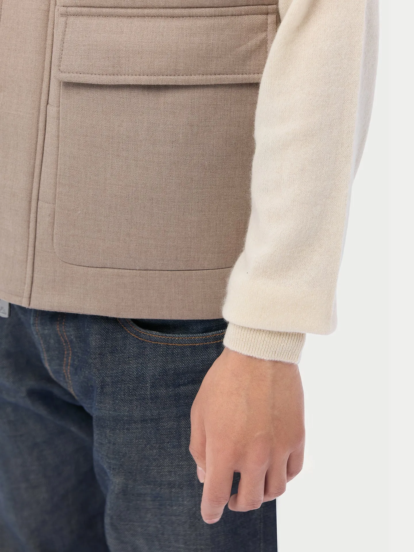 Organic Colour Drawstring Collar Cashmere Vest