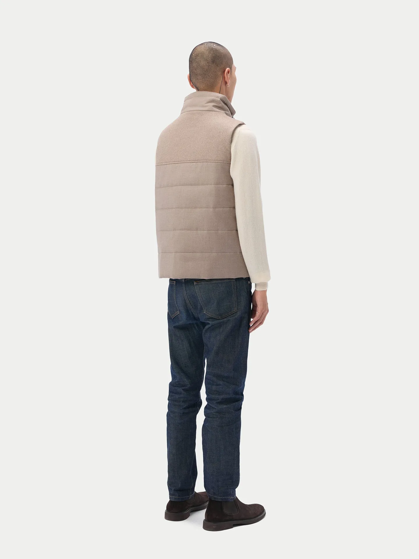 Organic Colour Drawstring Collar Cashmere Vest