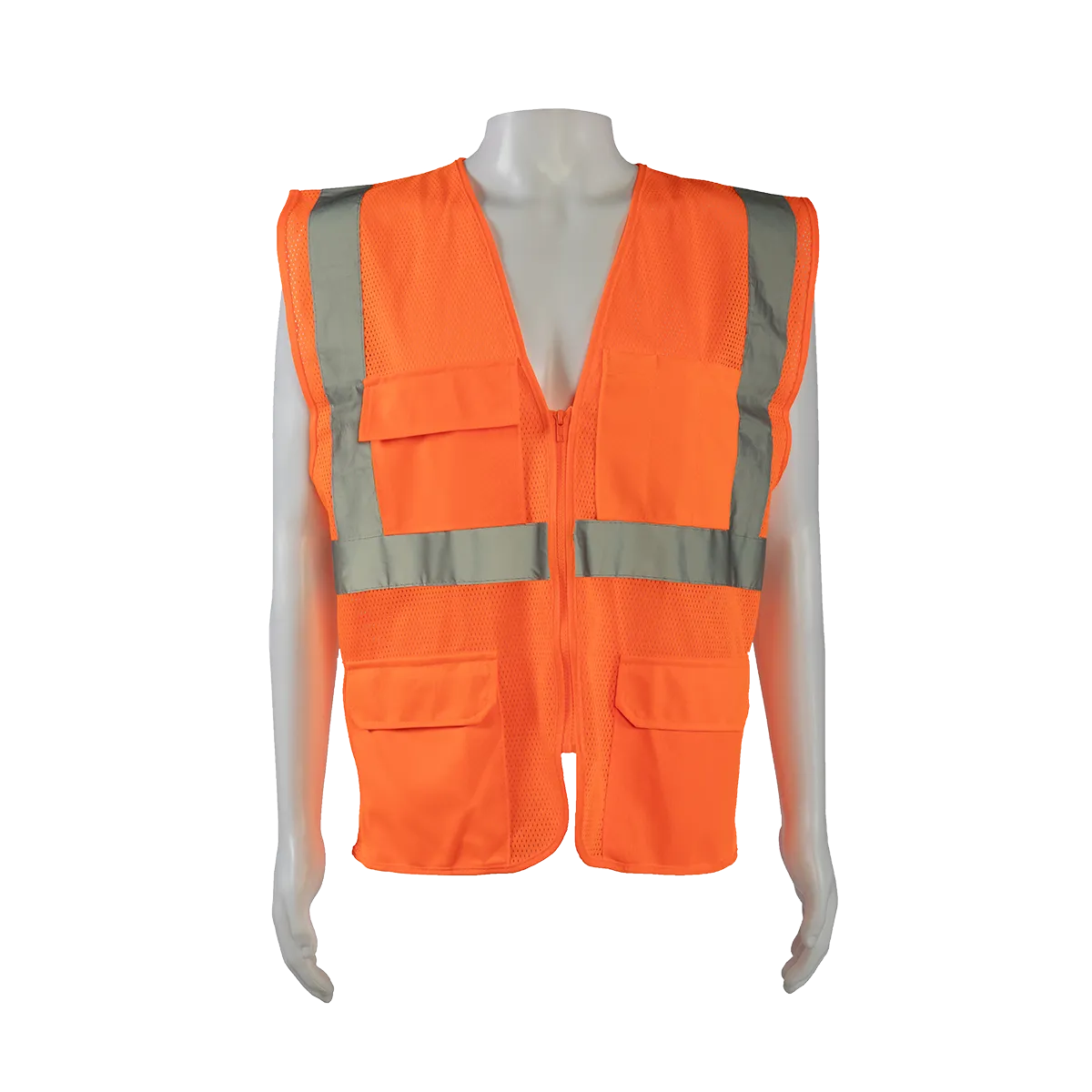 OVM24 ANSI CLASS II Orange Mesh 4-Pocket Safety Vests