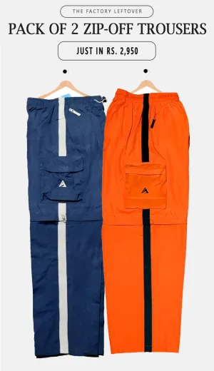 Pack of 2 Versatile Lightweight Cargo Zip-Off Trousers - Baggy Fit