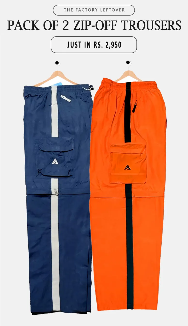 Pack of 2 Versatile Lightweight Cargo Zip-Off Trousers - Baggy Fit