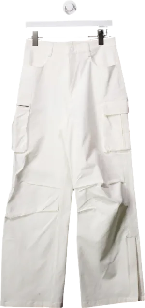 Paper Moon Seoul Cream Cargo Trousers With Zip Detail UK S