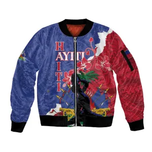 Personalised Afro Haiti Le Marron Inconnu Sleeve Zip Bomber Jacket Dashiki Mix Polynesian Pattern LT01