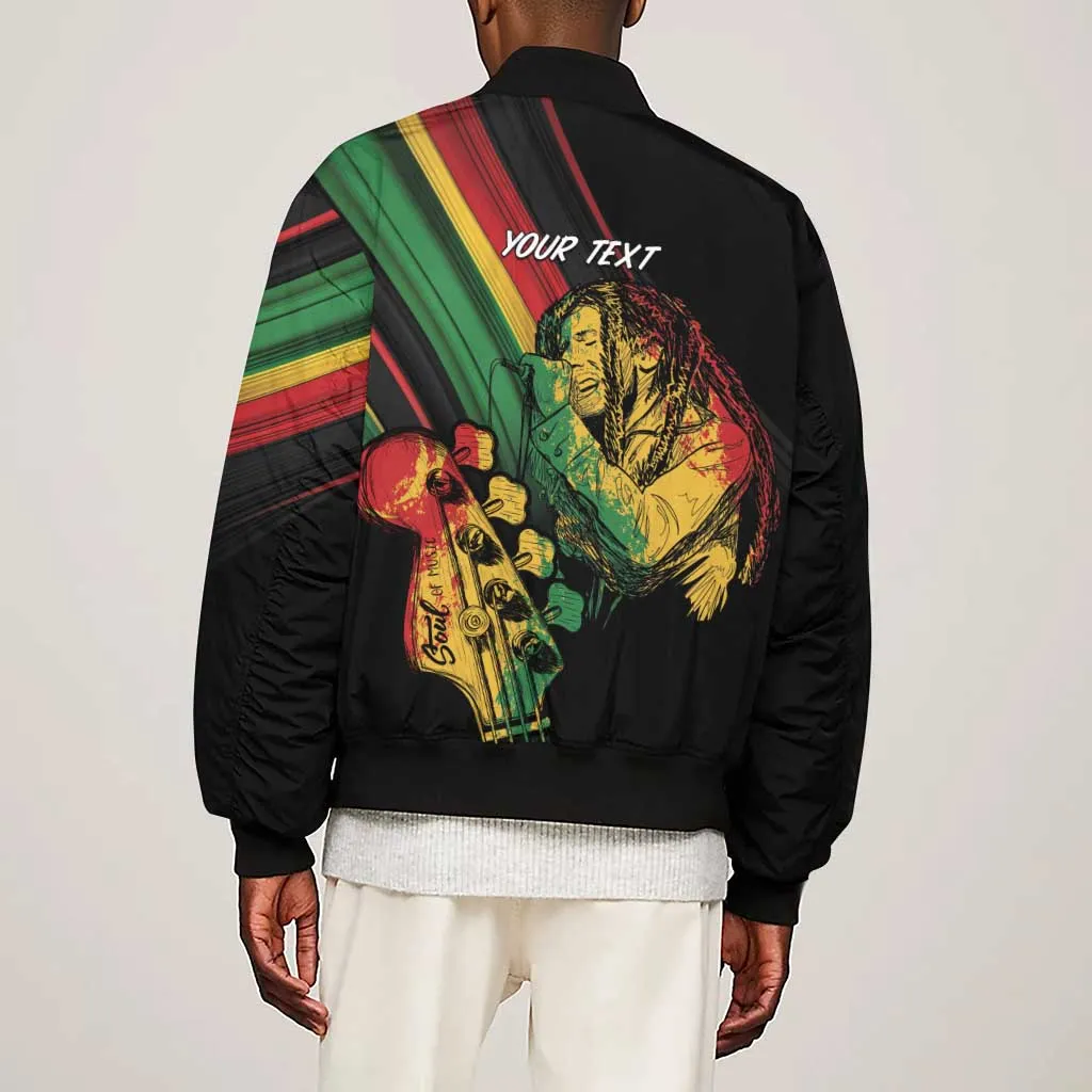Personalised Afro Vibes Sleeve Zip Bomber Jacket Reggae King - Live The Way You Love LT7