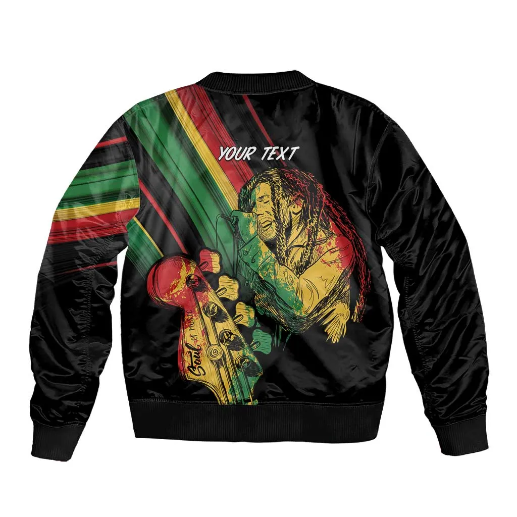 Personalised Afro Vibes Sleeve Zip Bomber Jacket Reggae King - Live The Way You Love LT7