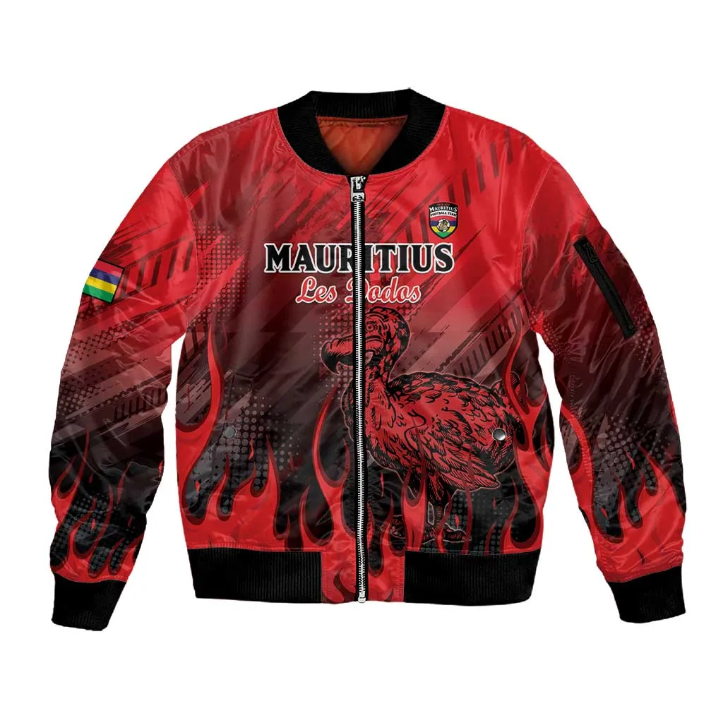 Personalised Mauritius Football Sleeve Zip Bomber Jacket Go Les Dodos Go LT15