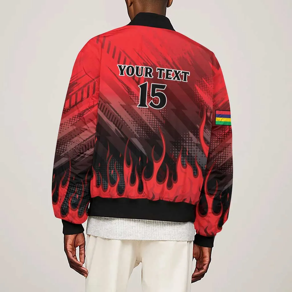 Personalised Mauritius Football Sleeve Zip Bomber Jacket Go Les Dodos Go LT15
