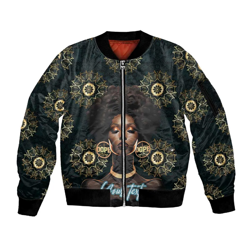 Personalized Afro Women Sleeve Zip Bomber Jacket Powerful African Pattern DT03
