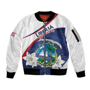 Personalized Happy Liberia Independence Day Sleeve Zip Bomber Jacket LT15