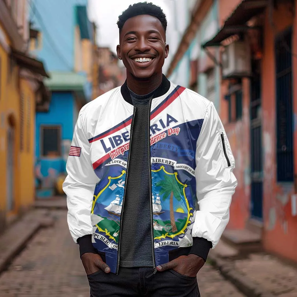 Personalized Happy Liberia Independence Day Sleeve Zip Bomber Jacket LT15