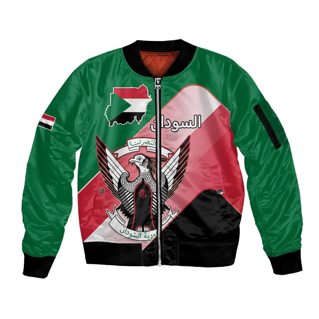 Personalized Sudan Sleeve Zip Bomber Jacket Coat Of Arms Flag Style LT15