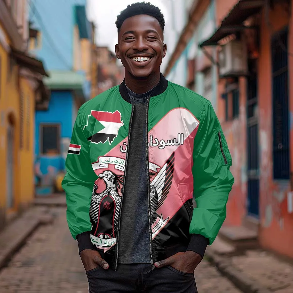 Personalized Sudan Sleeve Zip Bomber Jacket Coat Of Arms Flag Style LT15