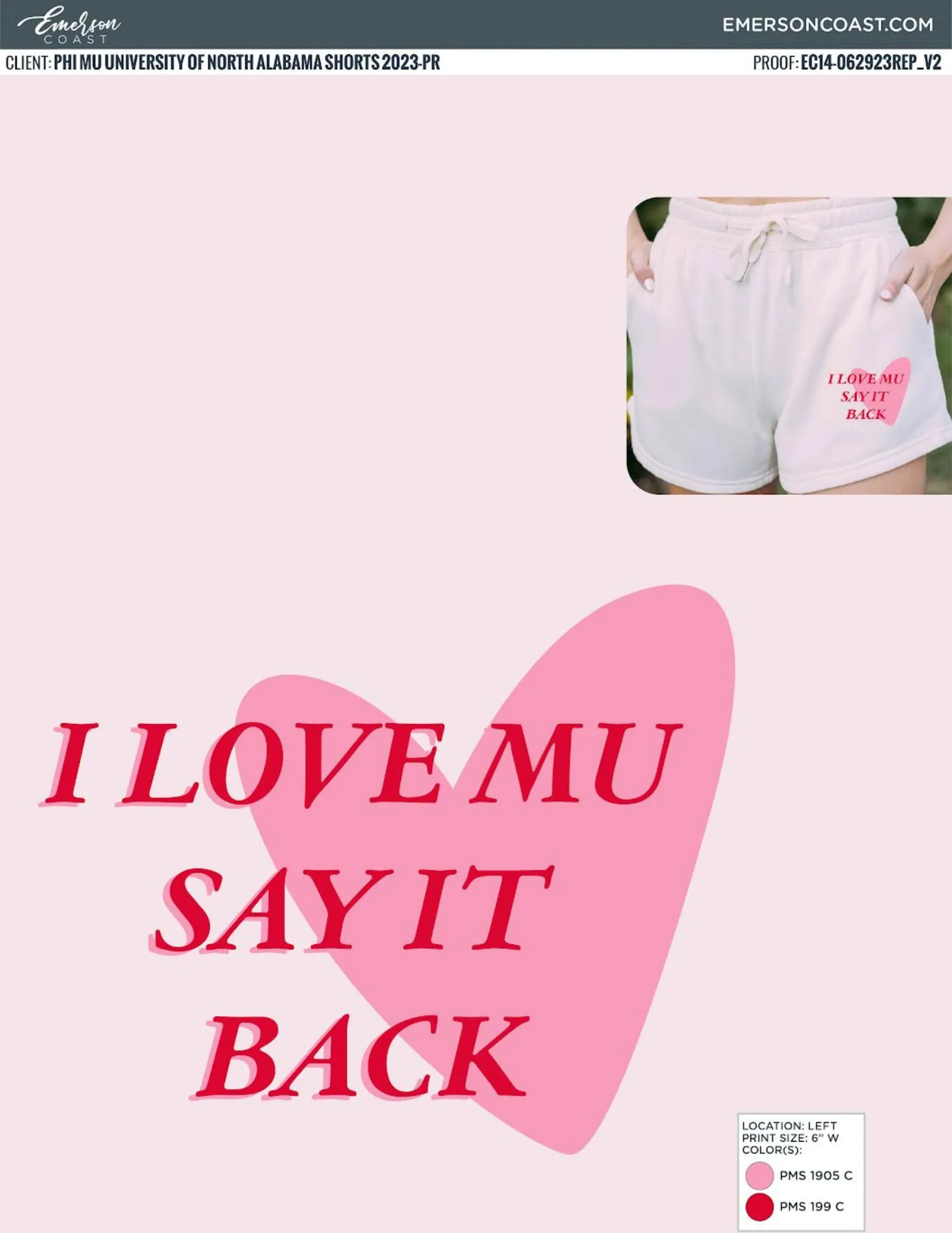 Phi Mu I Love Mu Say It Back Crewneck & Shorts Set