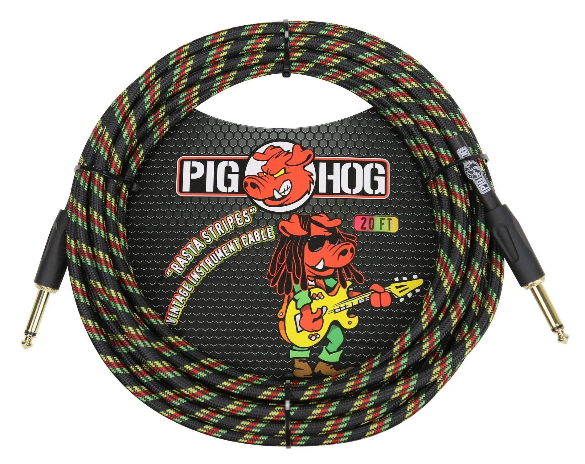 Pig Hog " Rasta Stripes" Vintage Cables 20 ft