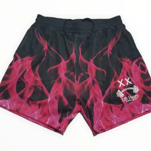 PINK FLAMES MESH SHORTS