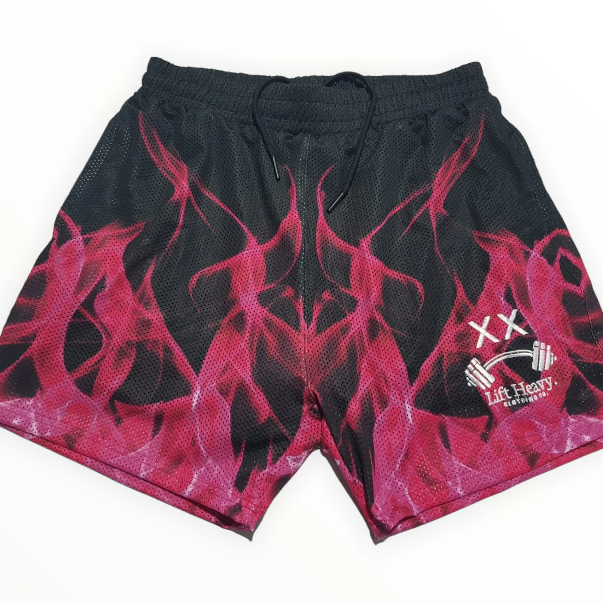 PINK FLAMES MESH SHORTS